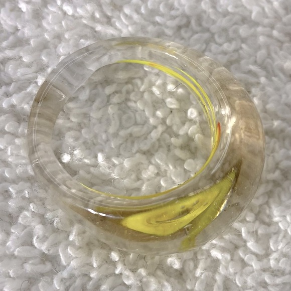 Vintage Art Glass Handmade Yellow Orange Band Ring - Picture 9 of 12